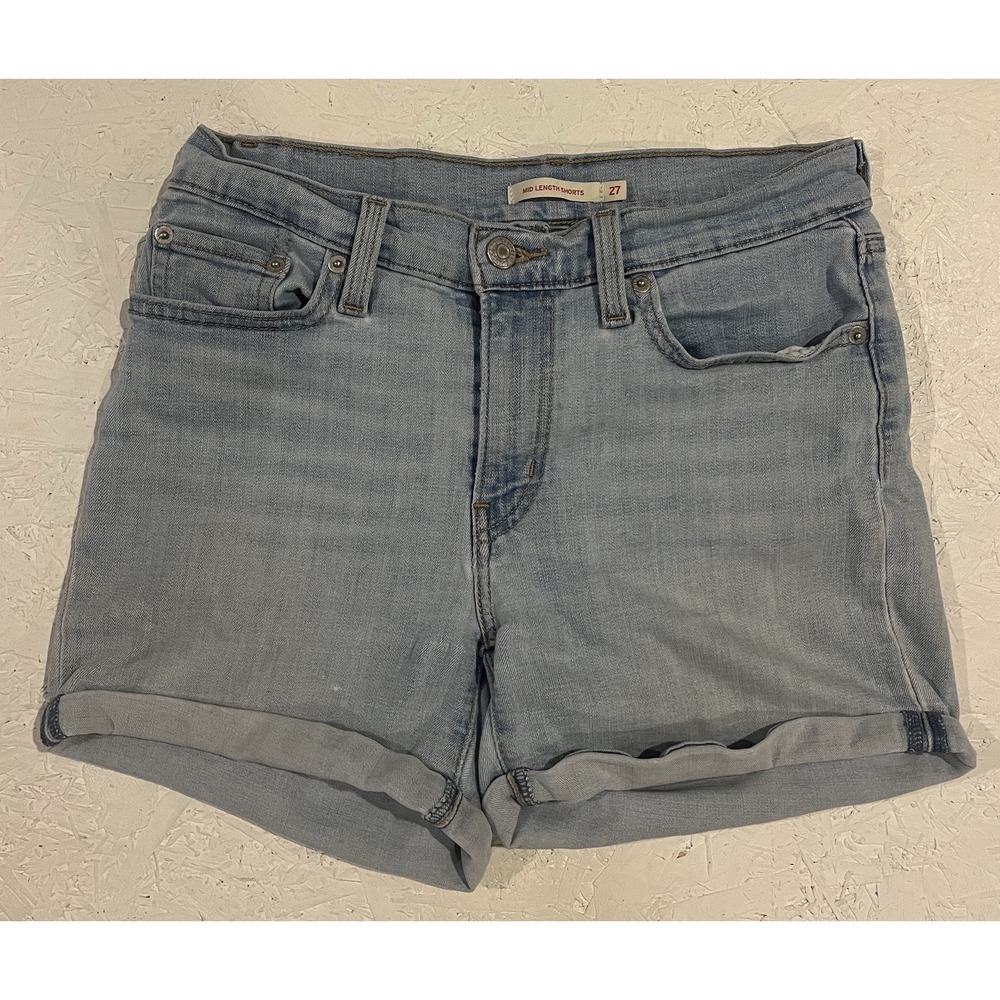 Levis Mid Length Denim‎ Shorts Womens Size 27 Light Wash Cuffed Casual Summer
